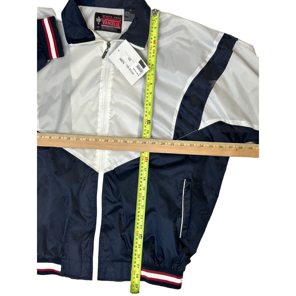 Vangelis Bomber Jacket Men's Windbreaker XL Full Zip Blue White Red Stripe Retro - Picture 4 of 6